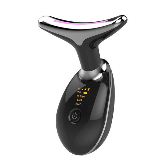 Red Light Therapy for Face, 7 Color LED Face Skin Rejuvenation for Face & Neck Beauty Device,  Neck Tightening Device, Glossy Black