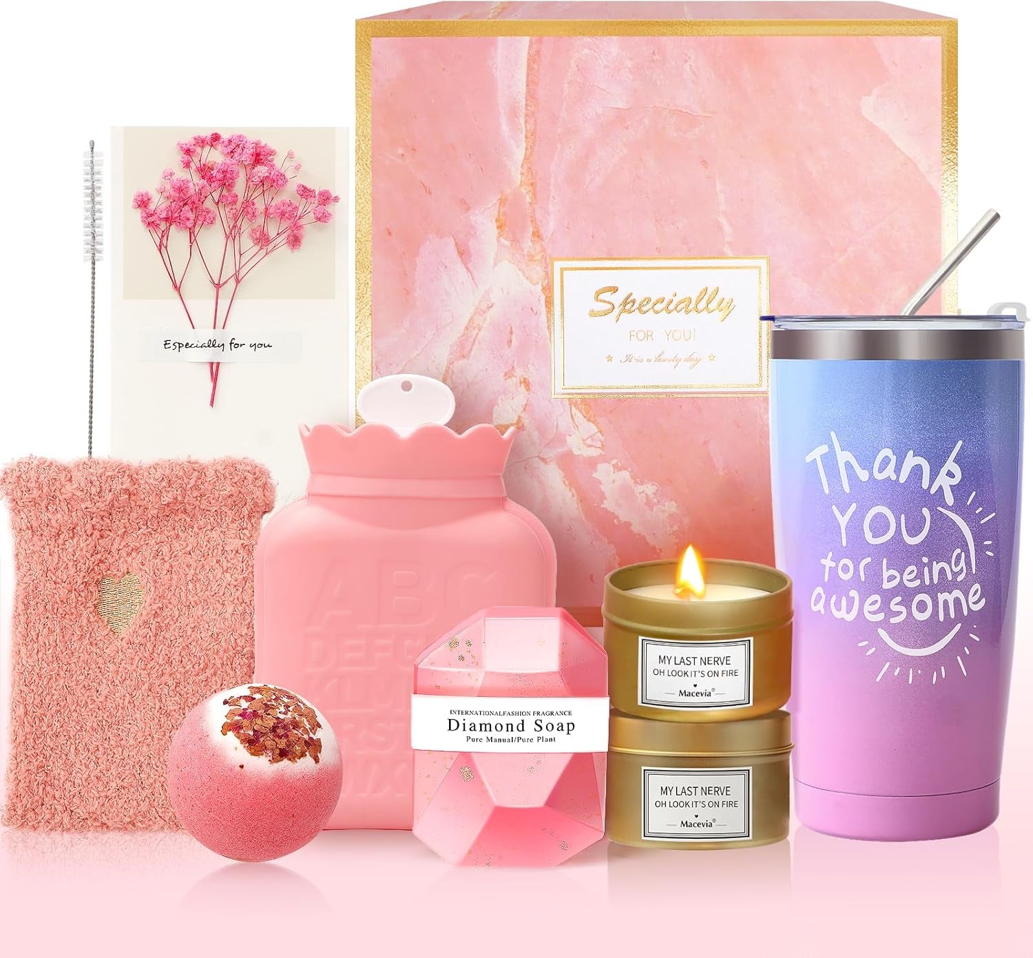 Get Well Soon Gifts Birthday Baskets for Women, Self Care Thanksgiving Christmas Gift Set, Relaxing Spa Care Basket for Mom Her Friend Sister Wife Girlfriend Teacher