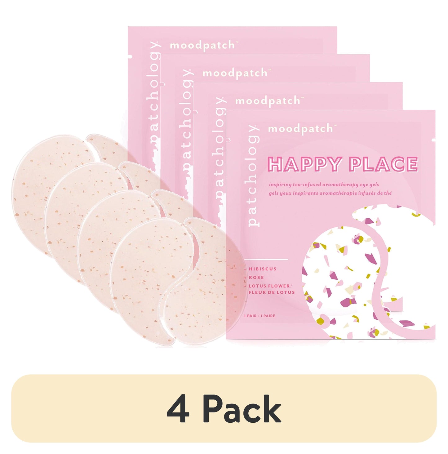(4 Pack)  Moodpatch Happy Place Eye Gels under Eye Mask Skin Care for Puffiness and Wrinkles